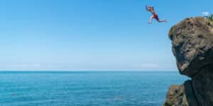 Cliff divers at Victoria Falls