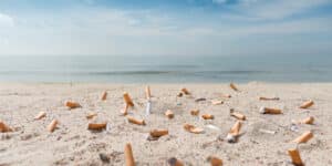 Cigarette ends on beaches