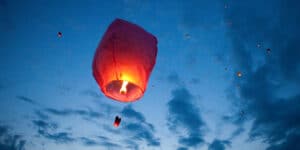 Sky lantern causes fire