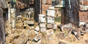 A dam reveals an old town